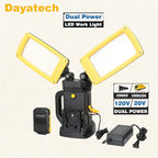 12000LM 85W Corded and Cordless LED Work Light with Tripod, Dual-Head Adjustable Jobsite Light, Compatible with DEWALT MILWAUKEE MAKITA 18-21V Battery, Flicker-Free for Auto Repair Electrical