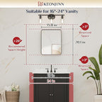 Keonjinn Black Bathroom Mirror for Over Sink, 16 x 20 Inch Rounded Rectangle Bathroom Vanity Mirror, Matte Black Farmhouse Mirror for Wall, HD Tempered Glass, Seamless Aluminum Alloy Frame Mirror