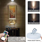 LED Spotlight, Battery Operated Picture Lights, Uplighting Indoor, Puck Lights with 2 Remote, Dimmable Spot Up Light for Wall Display Dartboard Painting Artwork Accent