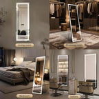 Kosmonia 65x24 Full Length Mirror, Dimmable 3 Color LED Light w/Light Memory, Distortion Free Silver Coating Mirror, HD Reflection &Anti Desilvering,Tempered Glass &Shatter Proof Film Doubles Safety