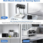 JUNNUJ Heavy Duty Surge Protector Power Strip with 6 Plug 4 USB Ports, 20 Amp 12 Gauge 6 FT Extension Cord with Multiple Outlets. Metal Wall Mount Outlet Extender for Garage Industrial Shop