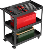 Service Tool Cart on Wheels - 3 Tire Rolling Cart, Industrial Commercial Service Cart TQ112