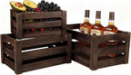 Set of 3 Rustic Wooden Nesting Crates – Farmhouse Decorative Storage Boxes for Shelves, Countertops & Tabletop Display (L/M/S)