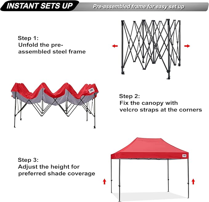 ABCCANOPY Patio Pop Up Canopy Tent 8x12 Commercial-Series (Red)