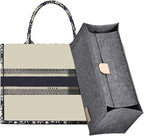 Doxo Purse Organizer Insert for Handbags, Felt Purse Organizer for Purse with 2 Sizes, Tote Bag Insert Compatible with D Large Book Tote Bags & Lv Onthego GM and More (Grey-With Cover)