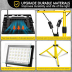 21000Lumen Work Lights with Stand, 2 Head LED Work Light with Adjustable and Foldable Tripod Stand, IP66 Waterproof Portable Work Light for Outdoor Workshop Garage Construction Site Job Site