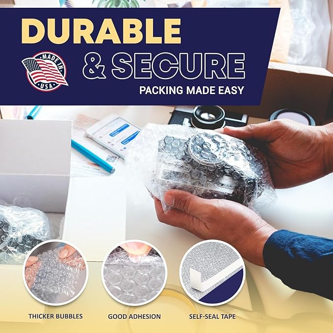 100 Pcs Clear bubble out Bags, 18x23 Bubble pouches, Self-Sealing clear mailer Bubble bags for Shipping, Packing, Storage, Moving, Cushioning Wrap Bags