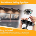 VANoopee 5-Color Dimmable Ceiling Spotlight Flush Mount Adjustable Directional LED Spot Lights Indoor Bright Accent Fixture for Art Picture Living Room - CRI90 24° Flicker Free 10W 800lm Black 2 Pack