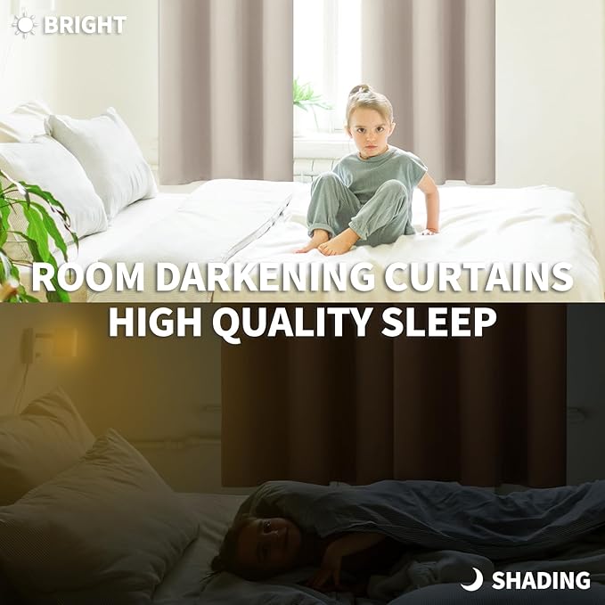 BGment Room Darkening Curtains 45 Inches Long - Grommet Thermal Insulated Drapes Window Treatment Curtains for Bedroom, 2 Panels, 38 x 45 Inch, Camel