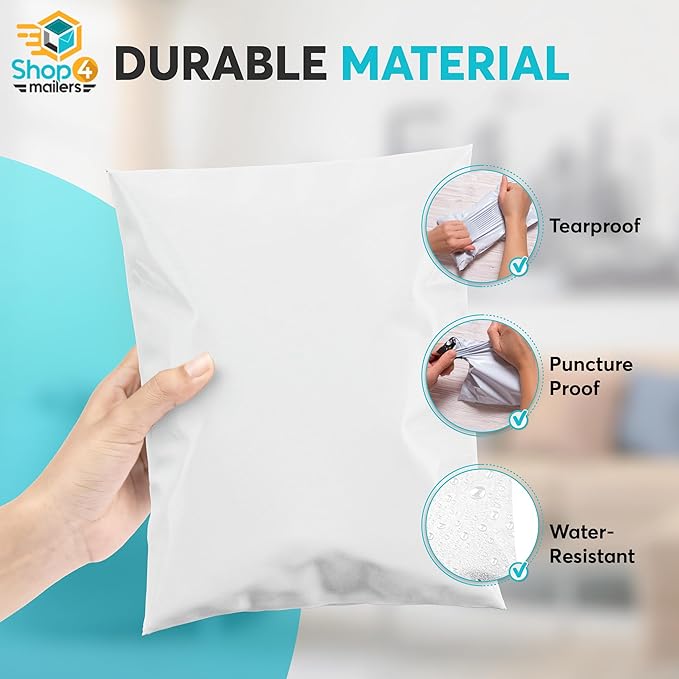 Shop4Mailers 12x15.5 3 Mil Heavy Duty Thick Large Shipping Poly Mailer Bags, Waterproof and Tear-Resistant Postal Package Envelopes, Permanent Adhesive Seal (500 Pack)
