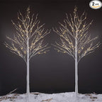 LIGHTSHARE 8 Feet 132L LED Birch Tree Lights, Pack of 2, Warm White, for Holiday Party and Christmas Decoration, Indoor and Outdoor Use