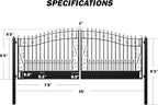 ZUMI Dual Swing Steel Gates - 16x6 ft. Weatherproof Greerwich Style for Home Security