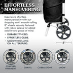 Ultra-Lightweight Foldable Grocery Cart with 40L Capacity, Soft Rolling Wheels, Removable Insulated Bag – Multi-Purpose Personal Hand Truck (Black)