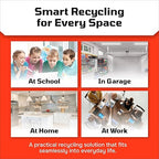 Multi Bin Recycling System with Six Stackable 6 Gallon Recycle Bins to Build Your Recycling Center for Offices, Kitchen, Garages, Businesses- (Blue, 6 Pack)
