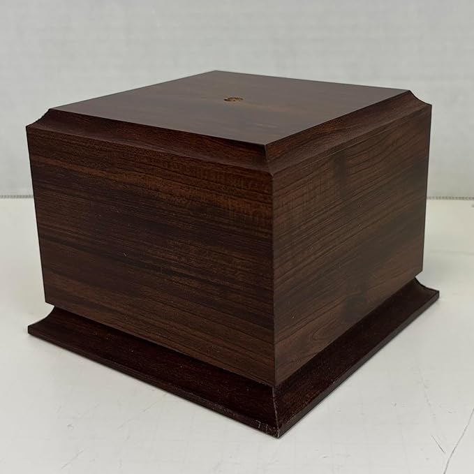 Display Base Pedestal Cherry Finish with 5/16" Center Hole – Square Stand Blank for Trophies, Figurines, 3D Prints, DIY Projects – Available in Multiple Sizes (5 1/2"Lx5 1/2"Wx4"H)