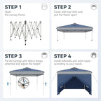PHI VILLA 10x10 Pop Up Canopy Tent with Sidewalls - Easy Up Tent with Mesh Windows for Ventilation, Waterproof Design - Ideal for Parties, Beach, and Outdoor Events (Navy Stripe)