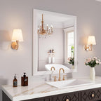 Amorho Bathroom Mirror, 30x36 Inch White Framed Bathroom Mirrors for Over Sink, Wall-Mounted Mirrors for Bedroom, Living Room, Entryway(Horizontal/Vertical).