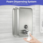 Stainless Steel Foam Hand Soap Dispenser, 1100ml / 37oz Wall Mount Foaming Soap Dispenser with Improved Premium Non-Leak Pump and Corrosion-Proof Liner for Commercial and Residential Use