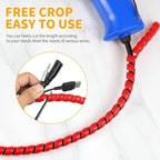 Spiral Cable Wrap, 16.4ft, 33ft Wire Protection Sleeve Cover Cable Organizer Pipe Flexible Spiral Wrap Winding Tube Prevent Cat from Chewing Cables (Red, 10mm (3/8")-33ft)