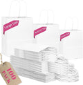 qiqee 100-Packs White Paper Gift Bags with Handles Assorted Sizes(33pcs Large 13", 33pcs Medium 11", 34pcs Small 8")