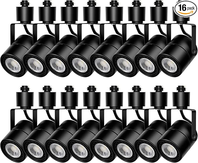 Track Lighting Heads, Dimmable 10W 4000K Cool White Bright LED Track Lighting Fixtures for Accent Retail Kitchen Artwork,120V Linear Track Light H Type-CRI90+ 24° Black- 16 Pack
