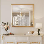 Amorho Bathroom Mirror, 36x36 Inch Golden Thick Metal Framed Wall Mirrors for Over Sink, Wall-Mounted Mirrors Perfect for Bedroom, Living Room, Entryway, Rectangle (Horizontal/Vertical).