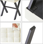 IBUYKE Square Makeup Stool with X-Leg Foot Rest, PU Footrest, Ottoman Seat Vanity Stool, Multi-Use as Small Side Table, for Bedroom, Living Room, White LG-71W