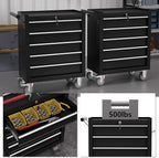 5-Drawer Tool Chest,Rolling Tool Cart with Wheels,High Capacity Tool Cabinet with Locking System for Garage, Warehouse, Workshop-Black