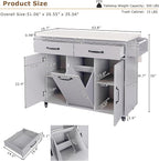 51" Moveable Kitchen Island with Trash Can Storage Cabinet, Kitchen Cart with Drop Leaf, Spice Rack, Towel Rack and Drawer, Rolling Kitchen Island on 5 Wheels with Adjustable Shelf, Grey