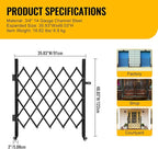 Folding Security Gate 35.83''W X 48.03''H Steel Scissor Door Gate Barricade Gate Expandable Security Gate Flexible Accordion Security Gate with 360° Wheels&Padlock