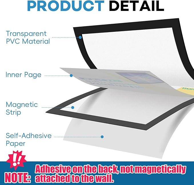 YixangDD 30 Pack Magnetic Sign Holder 8.5 x 11, Self-Adhesive Magnetic Wall Mount Sign Holder, Magnetic Document Holder for Wall Window Office Poster Store