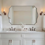 ANDY STAR 30"x48" Brushed Bronze Scalloped Mirror, Large Bathroom Mirror for Over Sink, Antique Bronze Mirror, Timeless Shape with Unique Flair, Ideal for Home Remodel (Vertically/Horizontally)