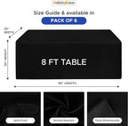 Fitted Black Rectangle Table Cloths 6ft Table Cover for Vendor Booth Display, Hotels, Banquet, Trade Show,30x96 Inch, 6 Pcs