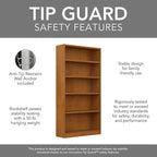 Bush Furniture Universal Tall 5 Shelf Bookcase in Natural Cherry, Vertical Storage and Display Bookshelf for Home Office or Living Room Organization