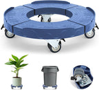 Plant Rollers with Wheels, 15-19 Inch Adjustable Bucket Dolly with Locking Wheels 440 LBS Heavy Duty Drum Cart Plant Caddy with Wheels Plant Mover Base, Blue