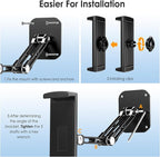 Tablet Wall Mount Holder, Aluminium Extendable iPad Wall Holder, with 360°Rotating Base Adjustable and Foldable for iPad Pro Air Mini, Galaxy Tab, All 4.7-13" Phones and Tablets
