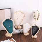 Natural Body Wood Necklace Display Stand with Green Flannelette Soft Mat Necklace Holder Organizer Desktop Stand for Home Store Dresser-4.45"x8.4"x12"