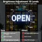 LED Open Signs for Business, 40"x14" Dimmable Large LED Open Light Up Sign with Hanging Installation for Salon Gym Cafes Store Office Bar Hotel Pubs (Cold White)