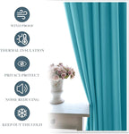 PONY DANCE Blackout Curtains Set - Window Treatments Rod Pocket Draperies Light Block Curtain Panels for Kids' Room Kitchen & Bathroom, W 42 by L 45 inches, Blue Mist, 2 Pieces