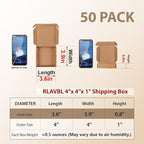 RLAVBL 4x4x1 Small Shipping Boxes Set of 50, Brown Corrugated Cardboard Box for Packing, Mailing, Business