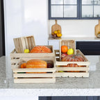 Wooden Crates, Unfinished Set of 5 Large Wood Crates with Handles, Rustic Farmhouse Wooden Crate for Decor, Wedding Birthday Home Party Living Room Kitchen Decoration