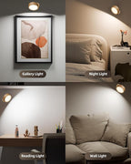 EZVALO LED Wall Mounted Lights, 5500mAh Rechargeable Wall Sconces Lamp, 3 Color Temps & Remote and Touch Control, 360°Rotation Dimmable Cordless Wall Light Burlywood (3 Pack)