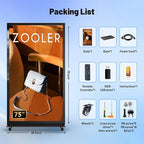 75 Inch Full Screen Indoor Floor Stand Digital Signage Digital Kiosks With Android System Lcd Poster Display With WiFi HDMI/USB Input Auto Media Player