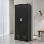 Metal Storage Cabinet with Locking Doors and Shelves, 71" Large Garage Locker with 4 Adjustable Shelves, Steel File Cabinet for Office, Garage, Home & Pantry (Black)