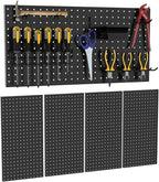 4 PCS - 12" W x 24" H x 0.78" D Metal Pegboard Wall Organizer, Compatible with All 1/8" and 1/4" Hooks, Suitable for Wall Home, Garage Tool Storage, Office Organization, Craft Room, Kitchen