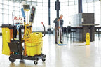Rubbermaid Commercial Products WaveBrake 35 Qt. Side-Press Mop Bucket and Wringer Combo on Wheels Yellow for Professional/Industrial/Business Heavy-Duty Floor Cleaning/Mopping