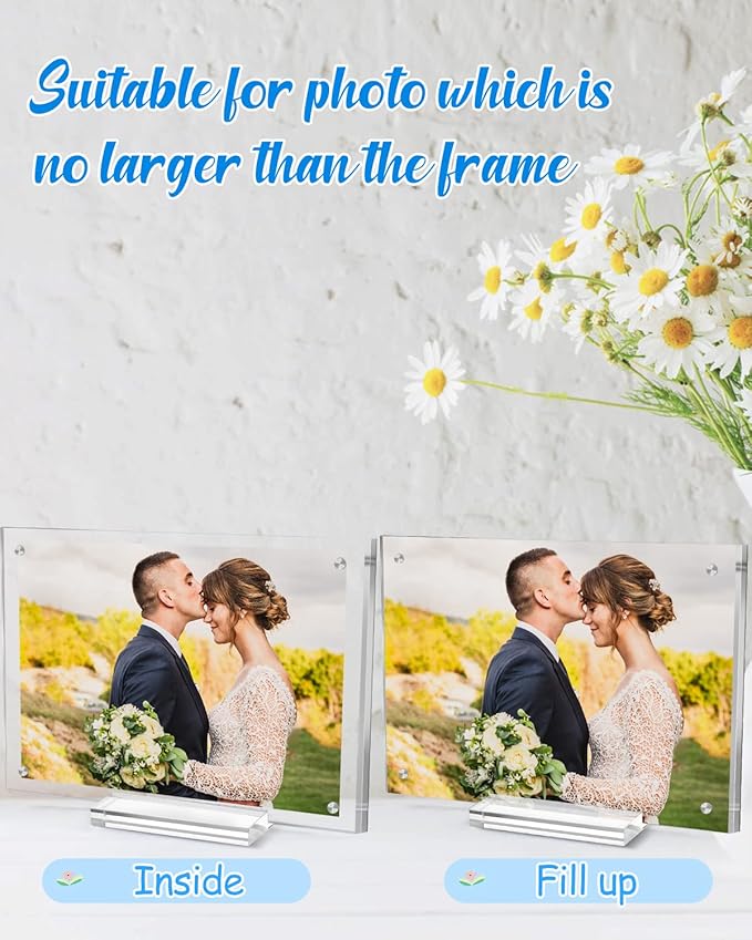 Acrylic Picture Frame 8×10 Clear Double Sided Magnetic Photo Frame - Frameless Baby Friend Family Picture Desktop Display with Support Stand and Gift Boxes Pack of 1