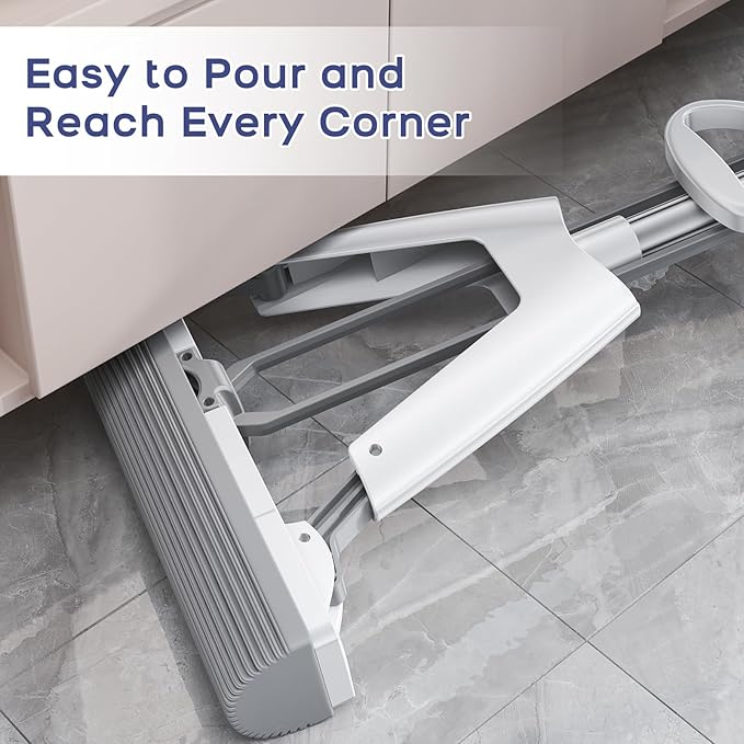 Mop and Bucket with Wringer Set for Home Floor Cleaning, Self Squeezing mini Hand mop with 3 Absorbent Sponge Mop Refills and Adjustable Height