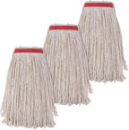 Commercial Heavy Duty Mop Heads Replacement for Rubbermaid: 3 Packs Industrial Wet Mop Head for Floor Cleaning - Cotton Looped-Open String Commercial Products Wet Refills