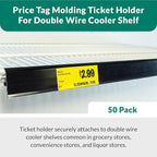 Price Tag Holder and Molding for Double Wire Cooler/Freezer Shelves | 28" Long | 1.25" High | 50 Pack | Black